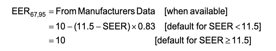Equation showing EER and SEER comparison.