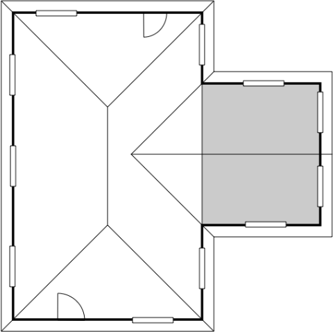Example plan view showing proposed addition, shaded in gray, to an existing home, not shaded.
